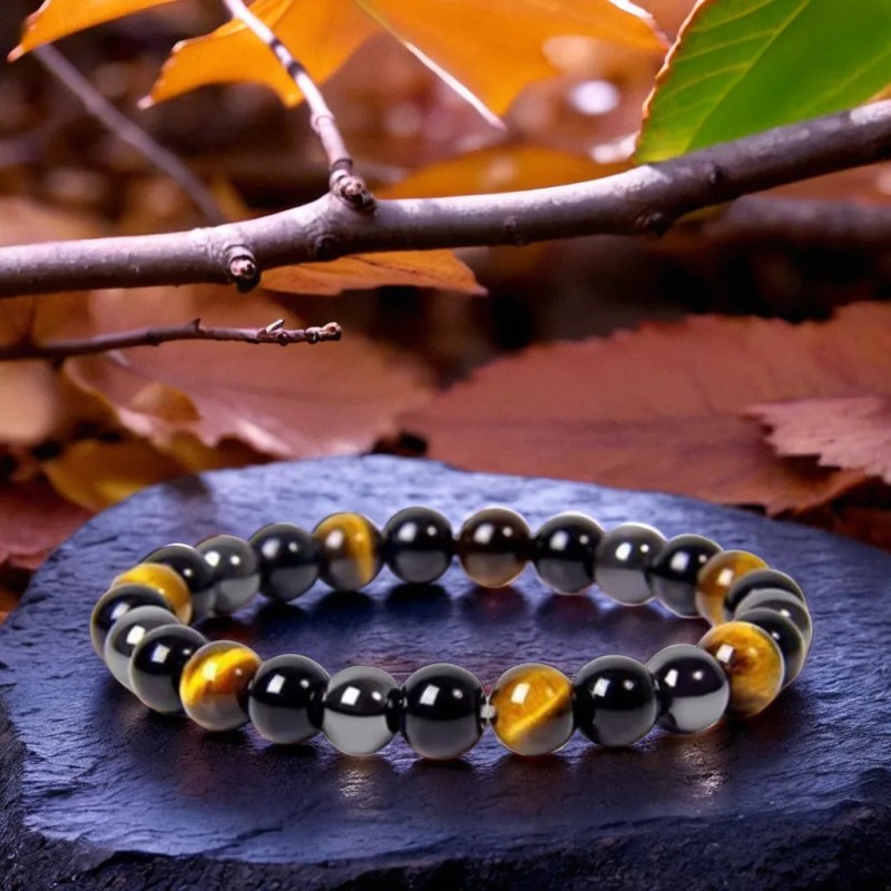 Bracelet Œil De Tigre Hématite Obsidienne